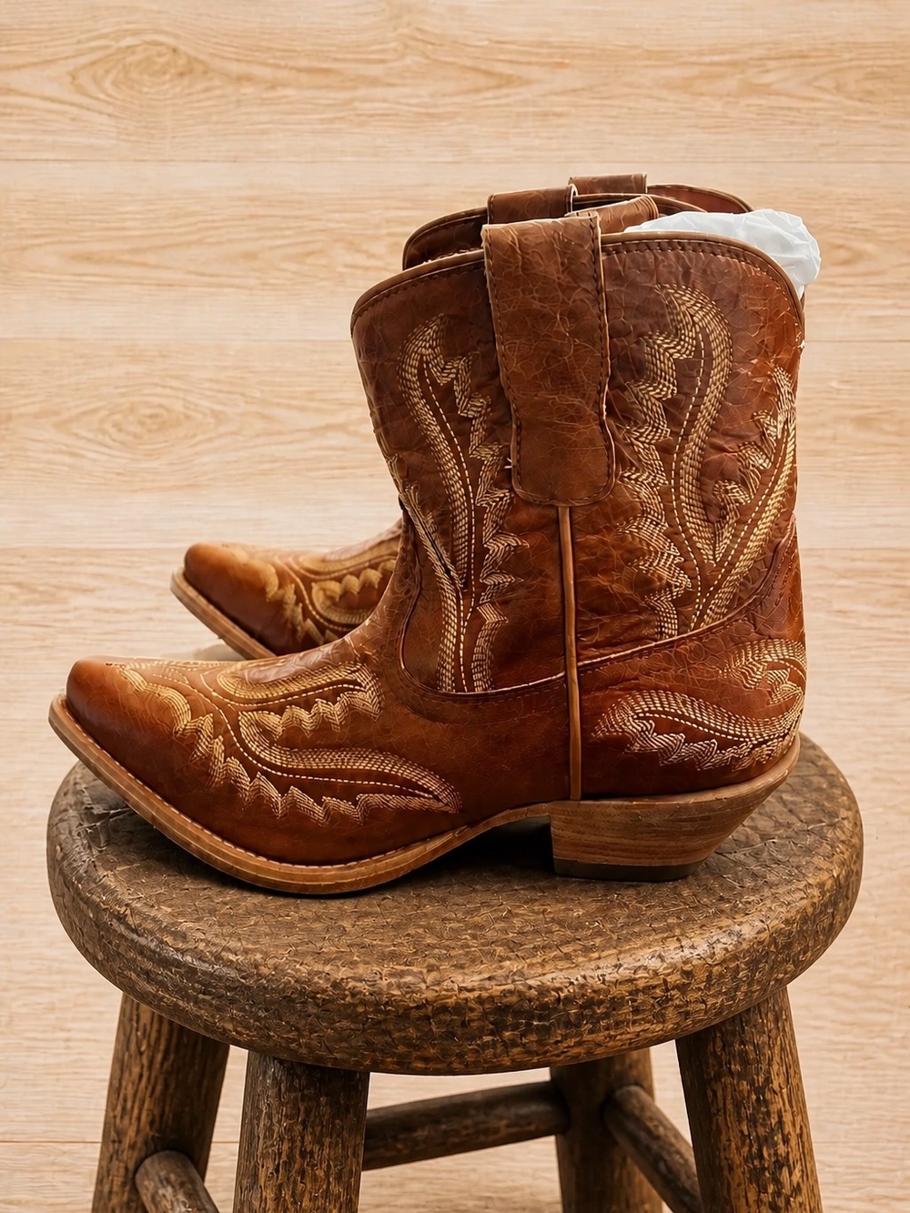 Buck & Brana Eleanor Leather Western Ankle Boots